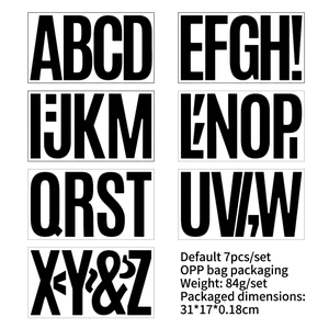 Close-up of 6-inch waterproof black letter stickers for outdoor signage and boats