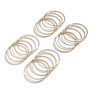 Minimalist stackable gold and silver stainless steel bangles set for women jewelry