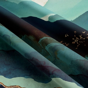 Detailed close-up showing the soft drape and fine texture of mountain art tapestry