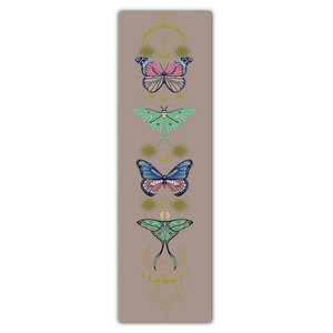 Detailed wall scroll with sun moon phases and colorful butterfly moth illustrations