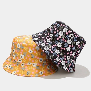 Women Reversible Bucket Hat Cotton Canvas Floral Print Double Sided Sun Protection Summer Outdoor Travel Fisherman Hat