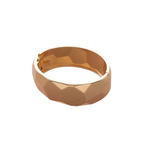 Modern wide gold faceted geometric bangle bracelet with elegant hinged opening design