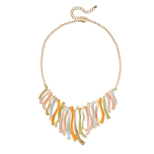 Collier avec pendentif géométrique en émail coloré et chaîne dorée réglable pour femme
