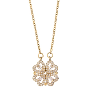 Versatile titanium steel clover necklace with gold finish and sparkling heart pendants
