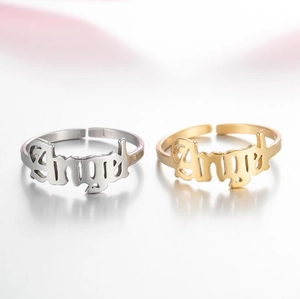 Polished gold and silver Angel cutout open rings with minimalist adjustable band design