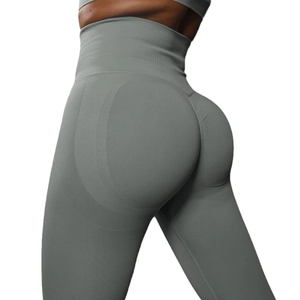 Legging de yoga sans couture gris foncé à taille haute avec effet push-up sculptant