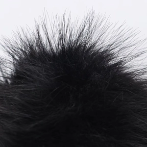 Détail macro de la texture en fausse fourrure noire douce sur le col du manteau