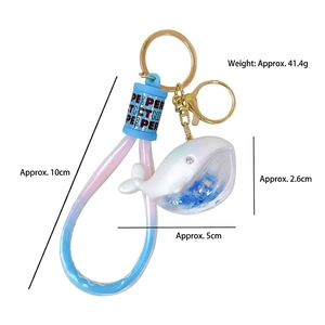 Creative whale quicksand keychain with blue sequins and gradient lanyard measurements