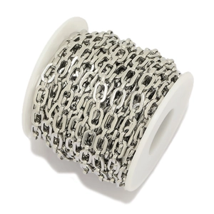 Bulk spool of 304 stainless steel silver flat O-chain for DIY jewelry making