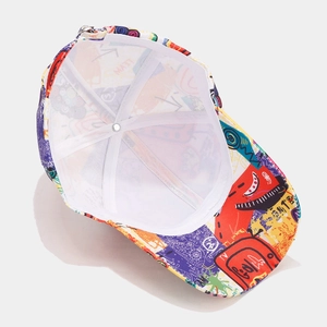 Graffiti print baseball hat with street art design and internal mesh lining detail