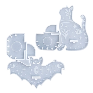 Cat and bat silicone resin molds for DIY wall hangings and aromatherapy candle holders