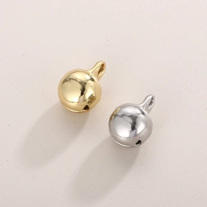 Polished gold and silver stainless steel bell pendants with hanging loops for jewelry