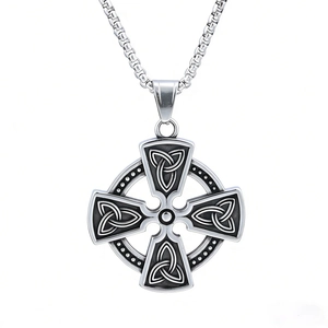 Vintage Keltenkreuz Anhänger Halskette 316L Edelstahl Gothic Punk Religiöser Dreifaltigkeitsknoten Schmuck Für Herren