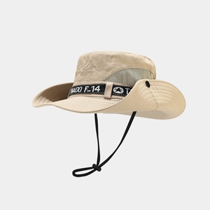 Chapeau De Soleil Outdoor Boonie Bord Large Mesh Respirant Pêche Randonnée Voyage Casquette Avec Corde Coupe-Vent