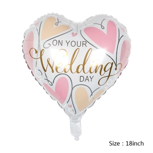 18-inch heart-shaped foil balloon for wedding decor with gold On Your Wedding Day text