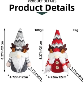 Détails des gnomes de Noël avec bois et spécifications de taille en 21x12x8cm