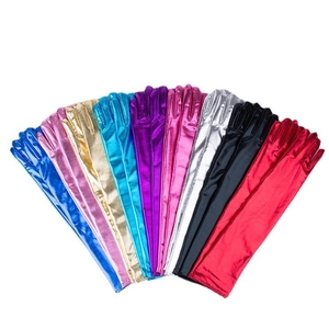 Gants de performance longs métalliques colorés en plusieurs couleurs vives et brillantes