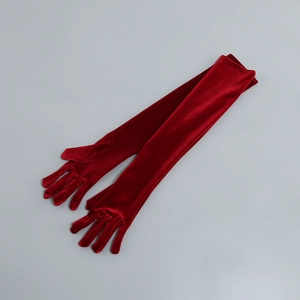 Gants longs en velours bordeaux avec texture brillante pour robes de soirée chic