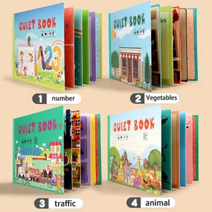 Toddler busy book set with magic stickers for learning animals, numbers and vehicles