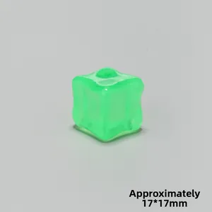 Green translucent resin cube bead for DIY jewelry making, size approx 17x17mm