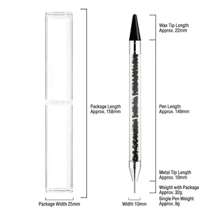 Dual-ended nail dotting tool with wax tip and stainless steel needle in clear case