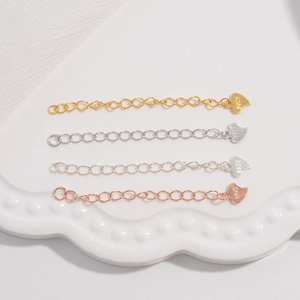 S925 sterling silver heart extender chains in gold silver rose gold and platinum finishes