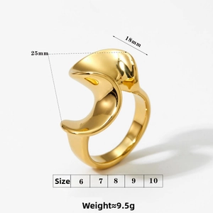 Irregular gold swirl ring dimensions 25mm height and weight details for 316 stainless steel