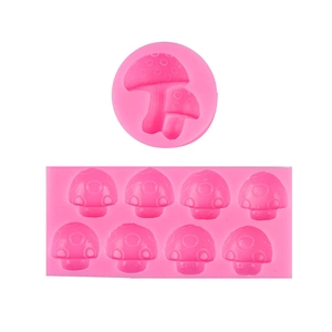 Pink silicone mushroom molds for fondant cake decorating and DIY clay crafts