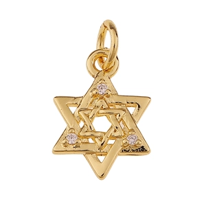 Colgante minimalista de estrella hexagrama chapado en oro con circonitas