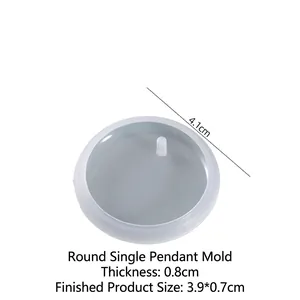 Round silicone pendant mold for DIY resin jewelry making with 4.1cm outer diameter size