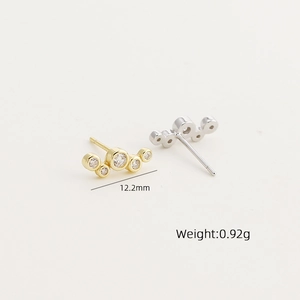 Elegant S925 silver bubble earrings with small round diamonds in gold and silver