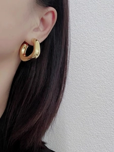 Chic 14K gold plated chunky hoop earrings with a high-polished finish for women