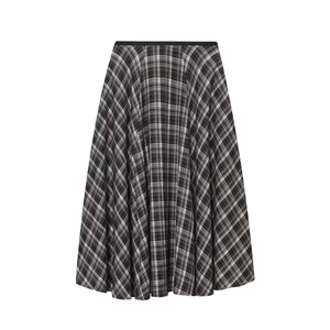 Eleganter schwarz-weißer karierter A-Linien-Maxirock mit hoher Taille und gewebtem Muster