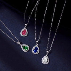 925 Sterling Silver Pear Shaped Zirconia Pendant Necklace For Women Elegant Teardrop Cubic Zirconia Chain Necklace Jewelry