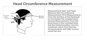 Detailed head circumference measurement guide for sun hats with soft tape instructions