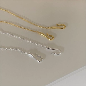925 Sterling Silver S-Hook Clasp Necklace Minimalist Geometric Curve Pendant For Women Elegant Korean Style Jewelry