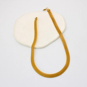 18k gold plated stainless steel mesh necklace on white stones minimalist jewelry for women