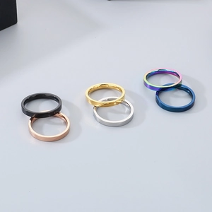 Polished 3mm stainless steel rings in black, gold, silver, blue, and rose gold colors