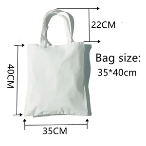 Canvas tote bag size guide with measurements showing 35cm width and 40cm height