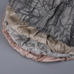 Women's summer open top sun hat with branch pattern embroidery and pleated texture