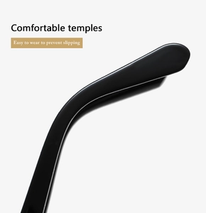 Close-up of sleek black polished glasses temples with anti-slip comfort design