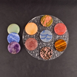 Set of 10 polished 40mm natural crystal gemstone discs for healing and decoration