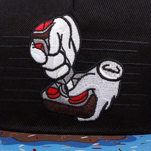 Cayler Sons black hip hop baseball cap with cartoon hand embroidery and printed brim