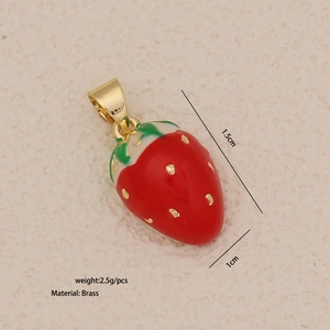 Pendentif fraise en laiton rouge et doré pour la création de bijoux et de bracelets DIY