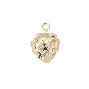 18K gold plated copper pendant with pink cubic zirconia in cherry and grape fruit shapes