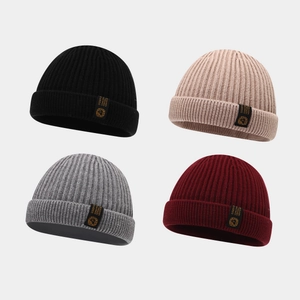 Bonnet En Maille Côtelée Chaud Hiver Skullcap À Revers Rétro Streetwear Extérieur Hip Hop Pour Hommes Femmes