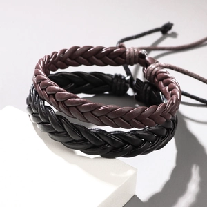 Braided Leather Bracelet Hand-Woven Adjustable Minimalist Fashion Wristband Casual Jewelry Unisex