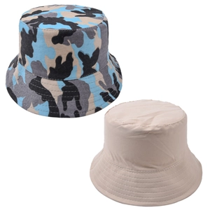 Chapeau bob réversible camouflage et beige avec surpiqûres pour le plein air