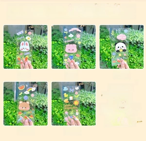 Waterproof cartoon PVC stickers featuring cute rabbit, panda, and bear for DIY decor