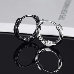 Twisted Round Hoop Earrings Stainless Steel Geometric Spiral Simple Fashion Minimalist Unisex Ear Buckles